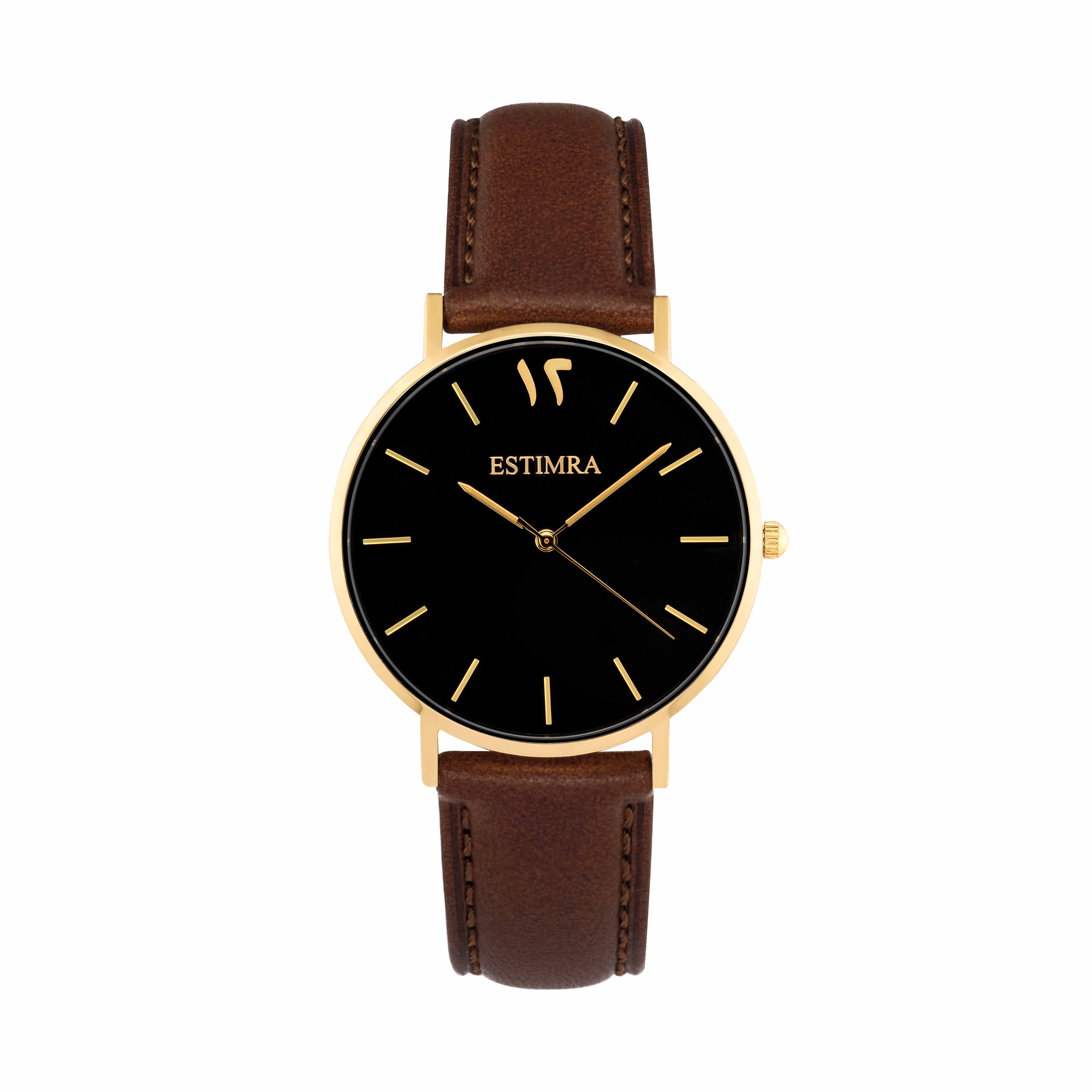 Black and Gold 36mm Brown Italian Strap