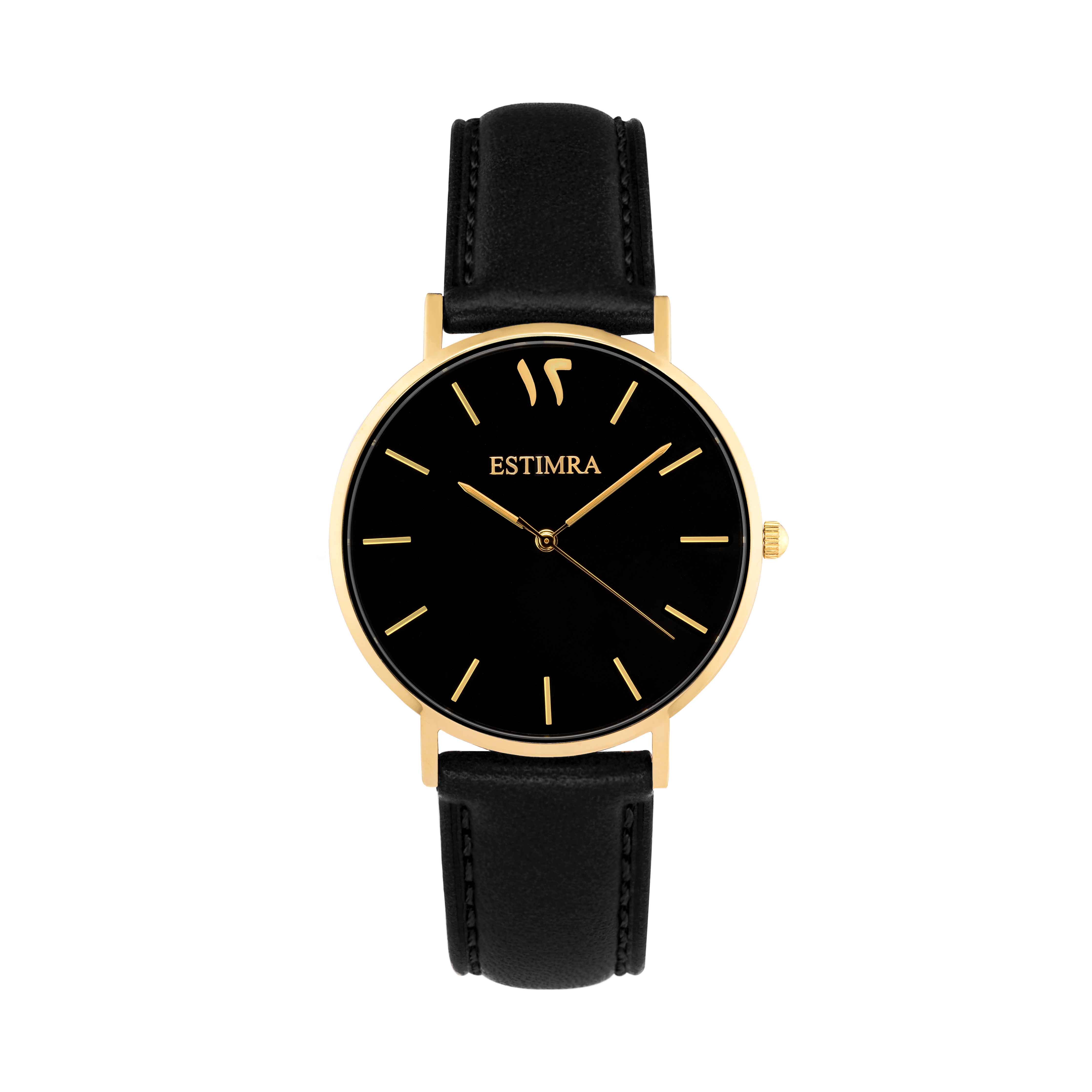 Black and Gold 36mm Black Italian Leather