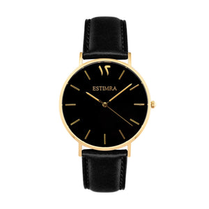 Black and Gold 40mm Black Italian Leather