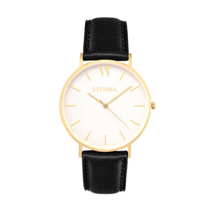 White and Gold 40mm Black Italian Leather