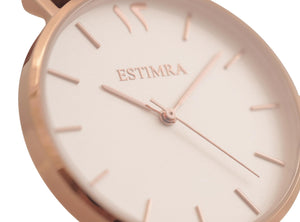 White and Rose Gold 40mm Brown Italian Leather