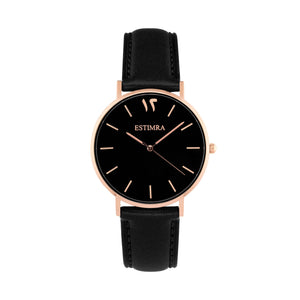 Black and Rose Gold 36mm Black Italian leather