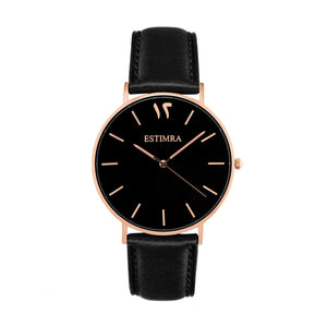 Black and Rose Gold 40mm Black Italian Leather