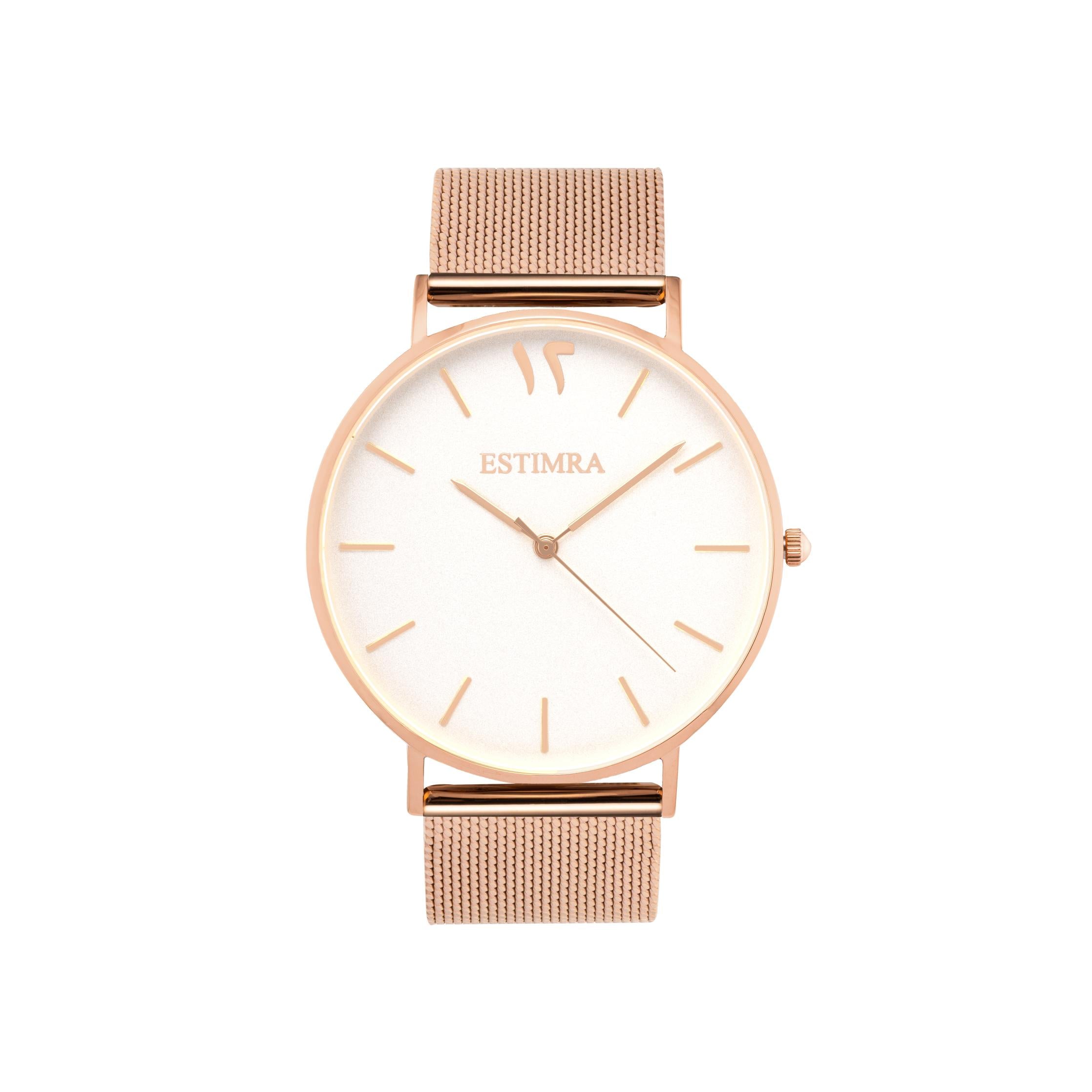 White and Rose Gold 40mm Stainless Steel Mesh