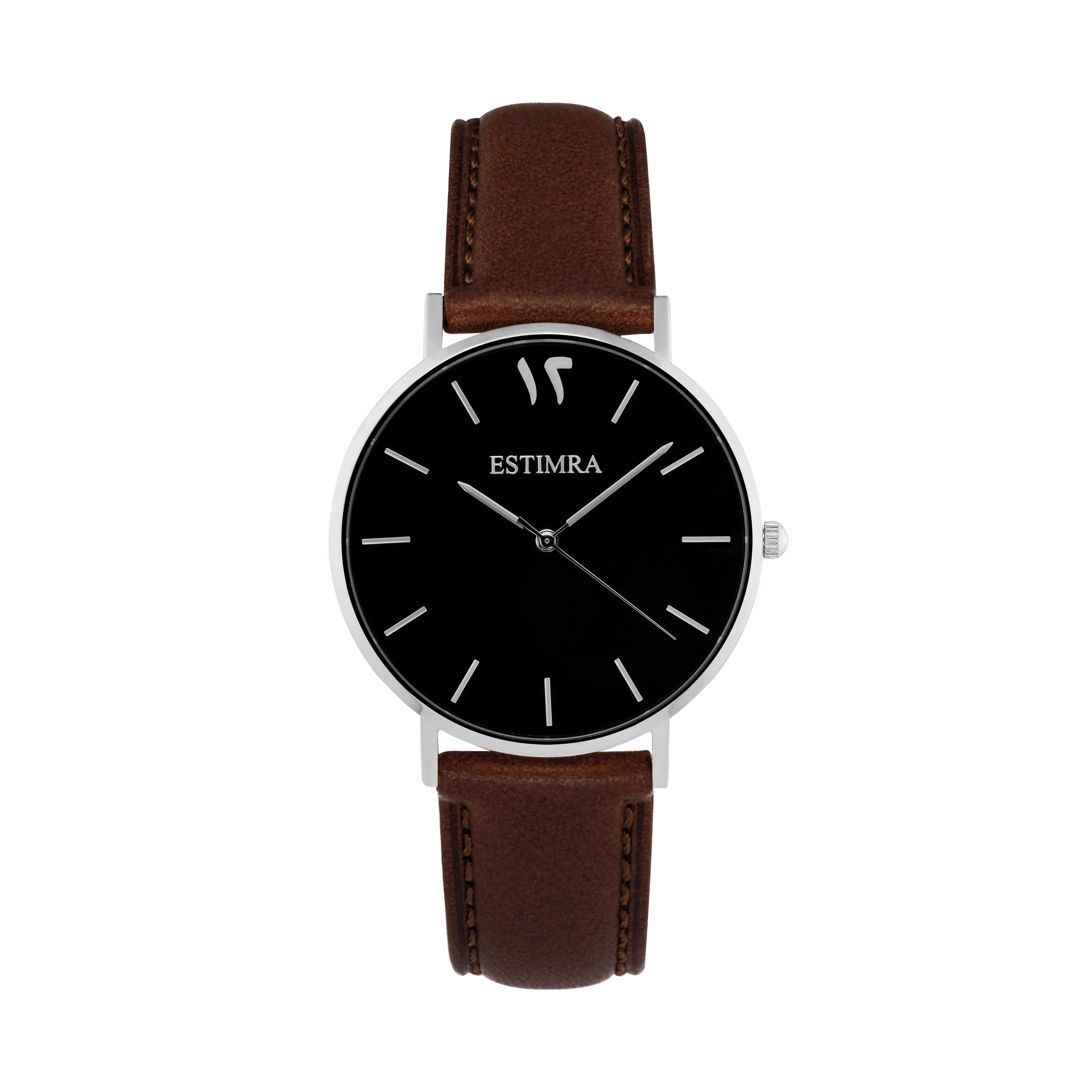 Black and Silver 36mm Brown Italian Leather