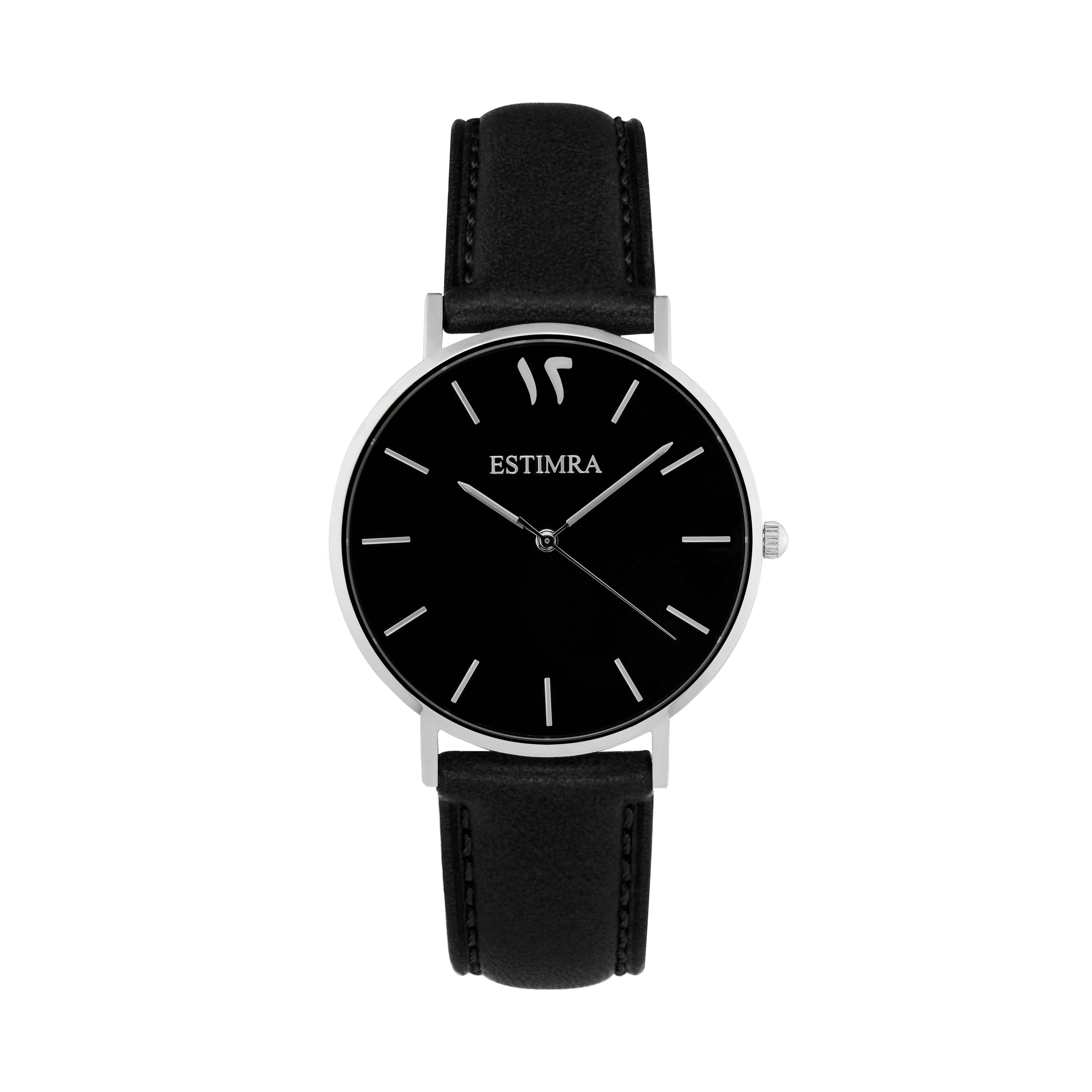 Black and Silver 36mm Black Italian Leather