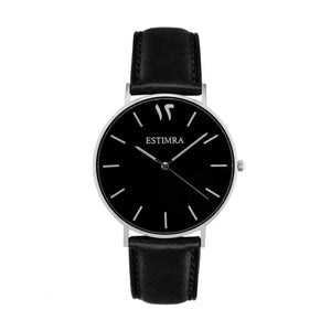 Black and Silver 40mm Black Italian Leather