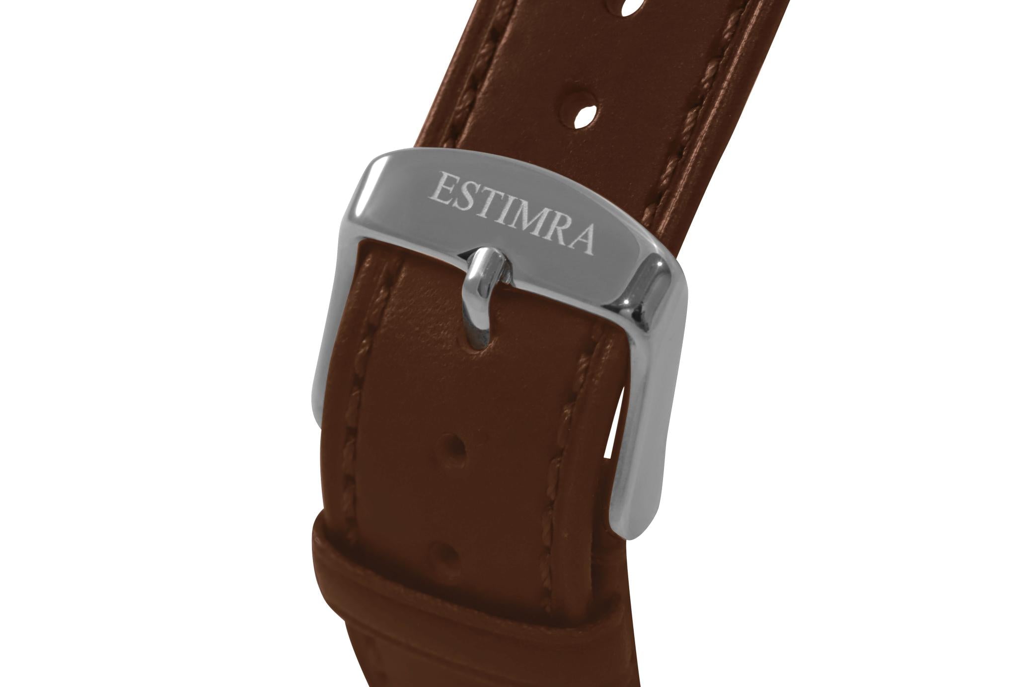 White and Silver 36mm Brown Italian Leather