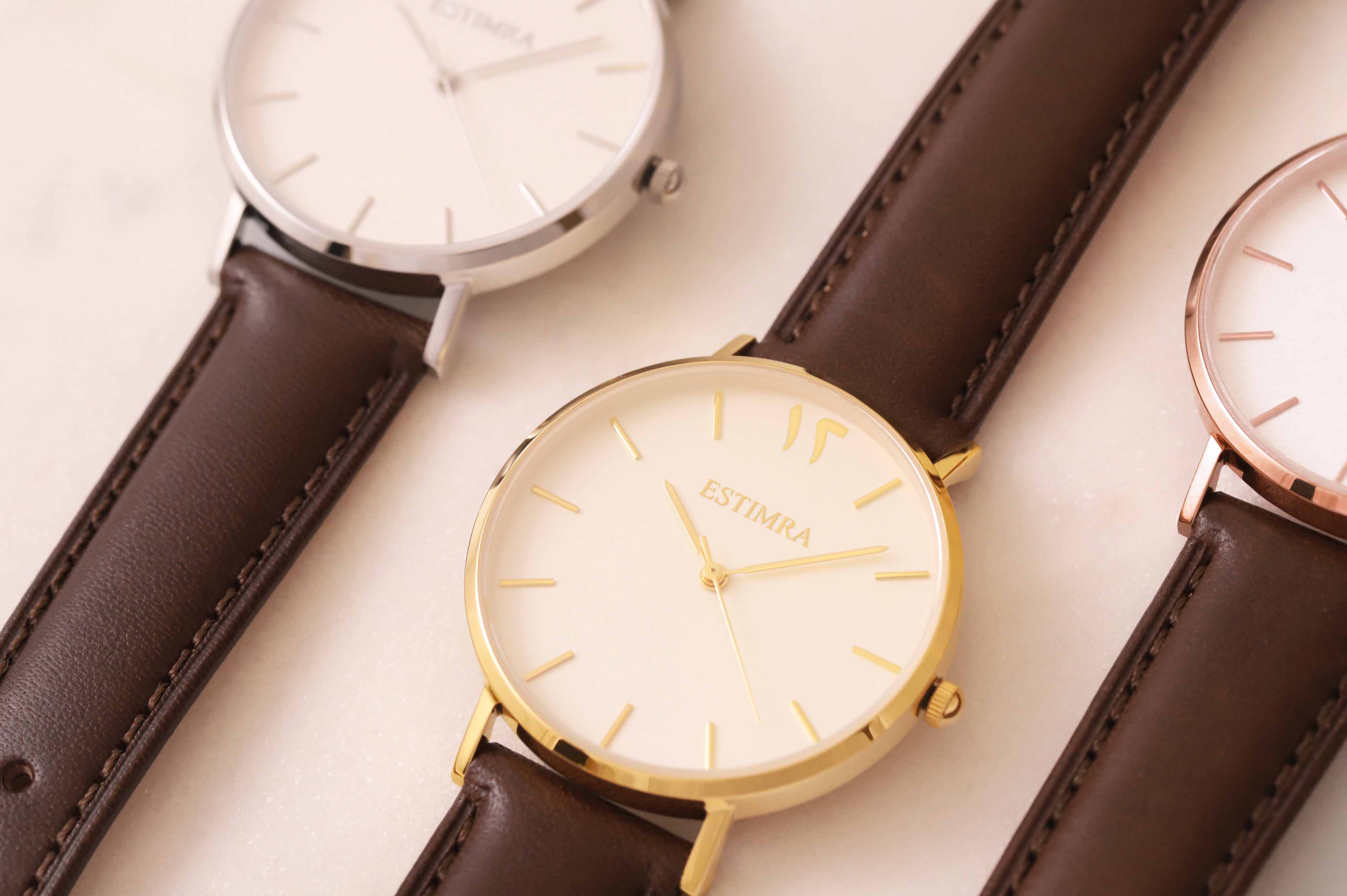 White and Rose Gold 36mm Brown Italian Strap