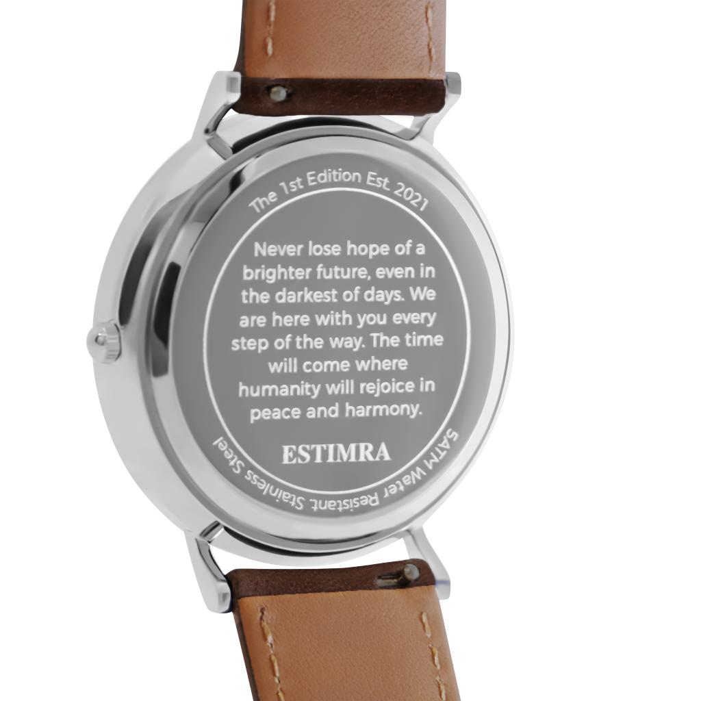 White and Silver 40mm Brown Italian Leather