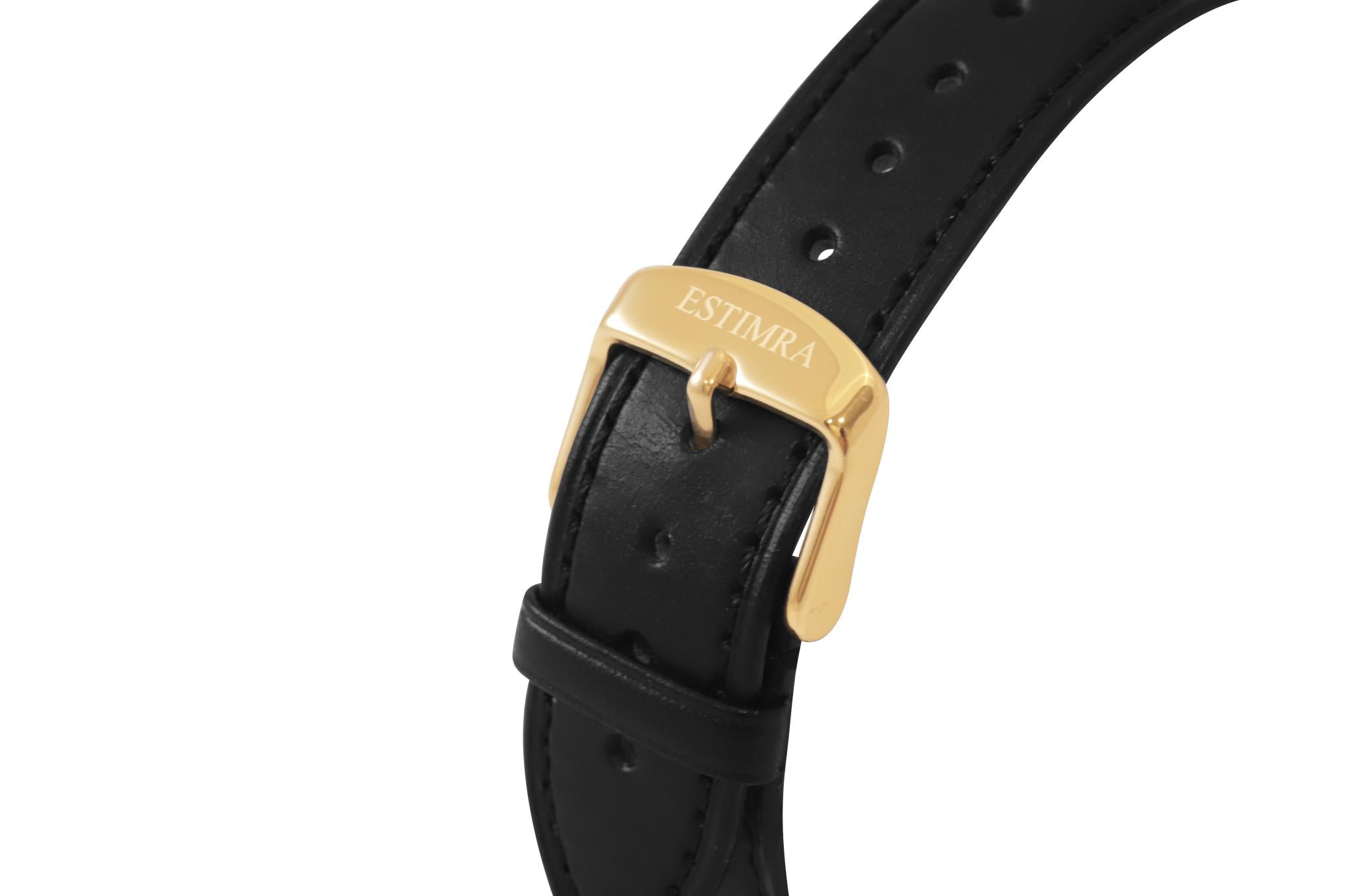 White and Gold 36mm Black Italian Leather